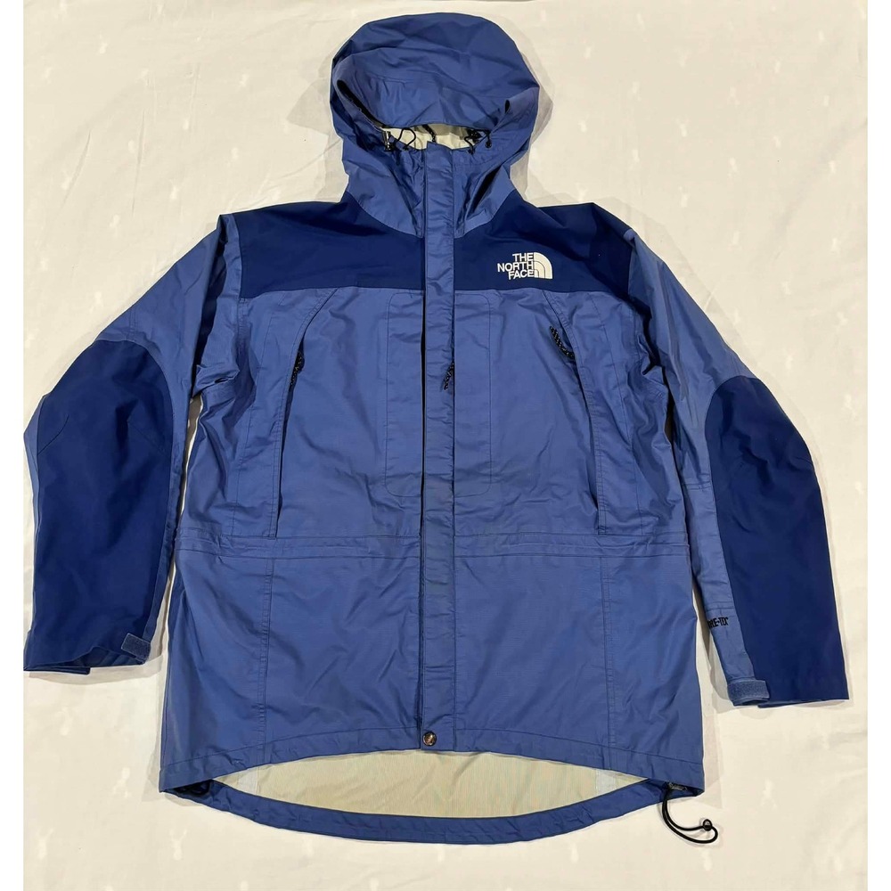 The North Face Gore-Tex Mountain Light Jacket Mens Large Blue Hooded Rain Shell